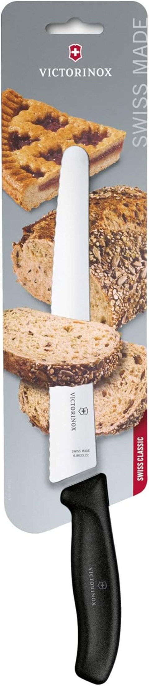 Victorinox Bread And Confectioner&#39;s Knife, Wavy Edge, Black, 22 cm, 6.8633.22B