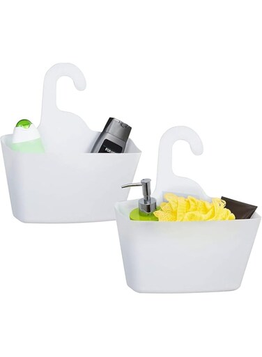 Hanging Shower Basket,Plastic Bathroom Storage Basket Shower Caddy Hanging Organizer (White)