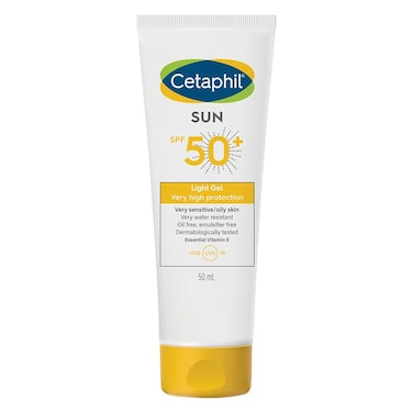 Cetaphil Sun SPF 50+ Very High Protection Light Gel, Moisturizer sunscreen For Face &amp; Body of Men &amp; Women With Very Sensitive/Oily Skin, Unscented, 50ml
