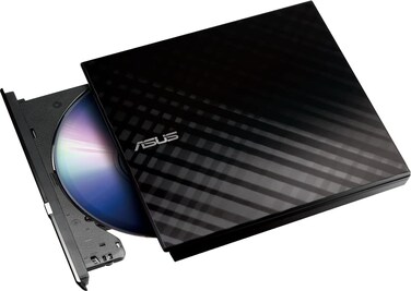 ASUS ZenDrive U9M SDRW-08D2S-U Ultra Slim Portable External USB DVD Writer, M-DISC Support, Windows &amp; Mac, Black