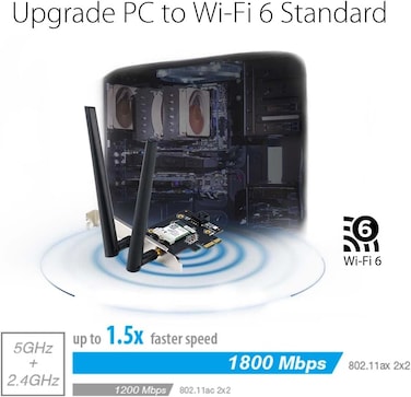 محول واي فاي PCIe ثنائي النطاق ASUS PCE-AX1800 WiFi 6 بلوتوث 5.2