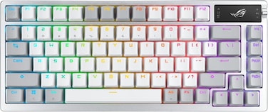 ASUS ROG Azoth White Wireless 75% Mechanical Gaming Keyboard, ROG NX Red Linear Switches, OLED Display, Hot-swap