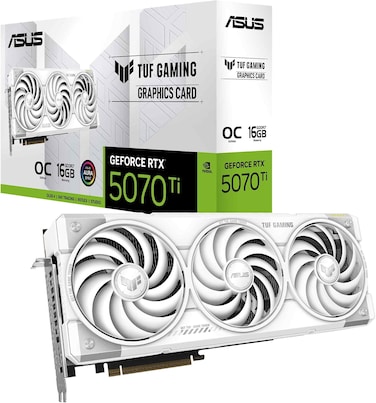 ASUS TUF Gaming GeForce RTX 5070 Ti OC White Edition 16GB GDDR7 Graphics Card, PCIe 5.0, DLSS 4, Triple Fan