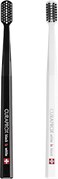 Curaprox Black is White Toothbrush Pack of 2, Ultra-Soft Toothbrush, Plaque Removal, Pair with Black is White Fluoride Whitening Toothpaste, Bristles Infused with Activated Carbon