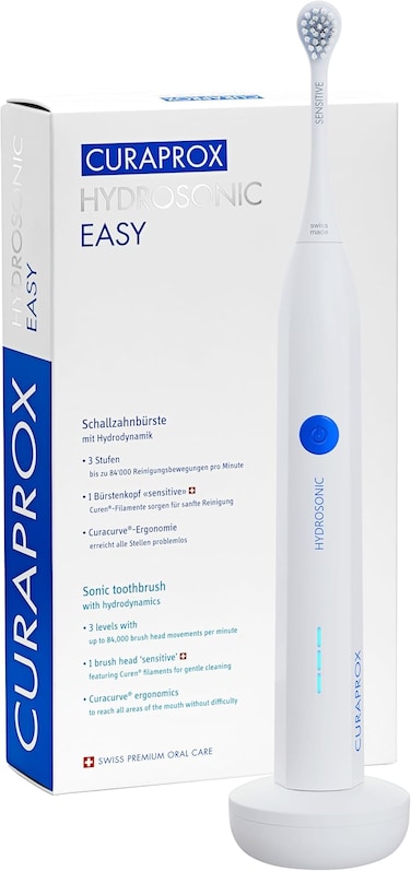 Curaprox Hydrosonic Easy Sonic Electric Toothbrush, Advanced Plaque Removal Hydrodynamic Cleaning, 3 Toothbrush Electric Modes, Swiss Premium Oral Care