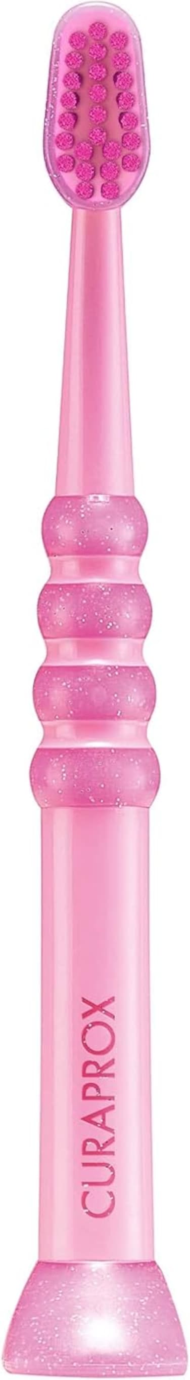 Curaprox Baby Toothbrush, Pink - Soft toothbrush for babies &amp; kids 0-4 years old - 4260 Extra-fine CUREN Filaments for gentle, efficient brushing.