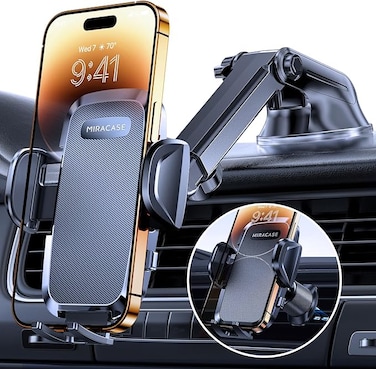 Universal Car Phone Holder [Powerful Suction Cup] Phone Holder Car for Dashboard Windshield [Double Metal Hook] Mobile Holder for Car Air Vent Car Mobile Holder for All 4.0-7.2&quot; Smartphone