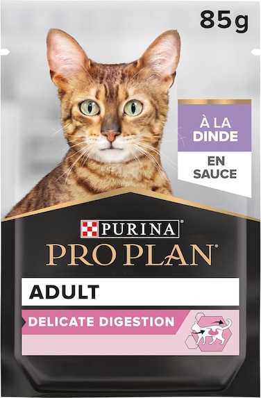 Purina Pro Plan Adult Delicate Digestion Wet Cat Food with Turkey Grilled in Gravy, 85g (26 pouches)