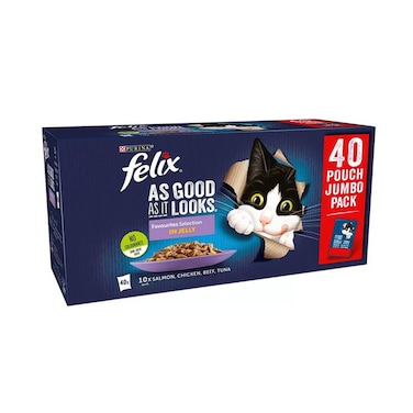 Felix As Good As It Looks Mixed Selection In Jelly Cat Food, Jumbo  40 x 85g -3.4kg