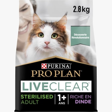 PRO PLAN LIVECLEAR STERILISED ADULT TURKEY 2.8 KG ALLERGEN REDUCING DRY CAT FOOD