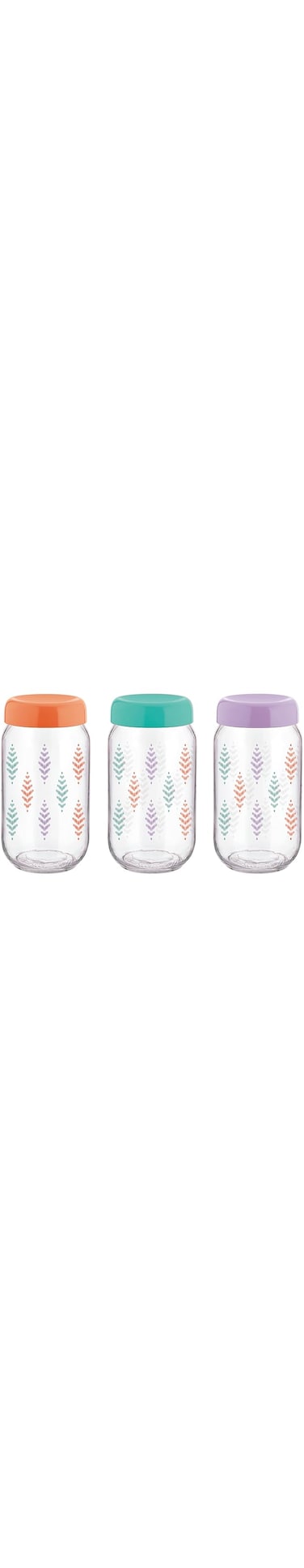 Regna Decorated Glass Jar With Plastic Lid 1L (Transparent)