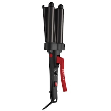 Revlon Iron Curler Wave Master, 3 Barrel Jumbo Hair Waver, Tourmaline Ceramic Coating, 30 Heat Settings, Locking Ring - RVIR3056ARB