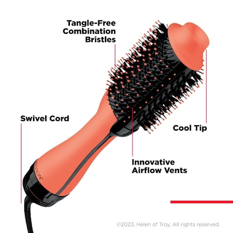 Revlon One Step Hair Dryer &amp; Volumizer, 1100 Watts, Oval Brush Design, IONIC TECHNOLOGY, 2 heat setting plus cool setting - RVDR5222