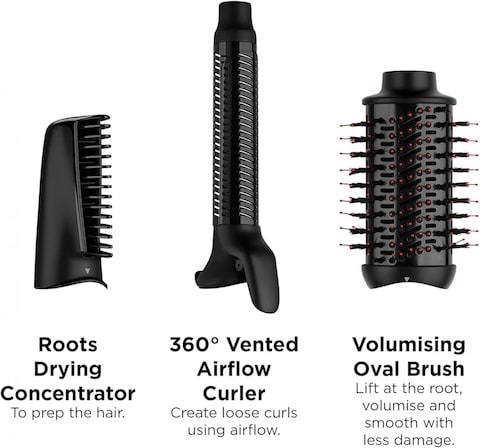 Revlon RVDR5333 One Step Blow-Dry Multi Styler - 3 in 1 Dry, Curl and Volumizer with 3 Attachments - Detachable Head, Curler, Dryer, Styler, 4 Settings - 360 Airflow curler