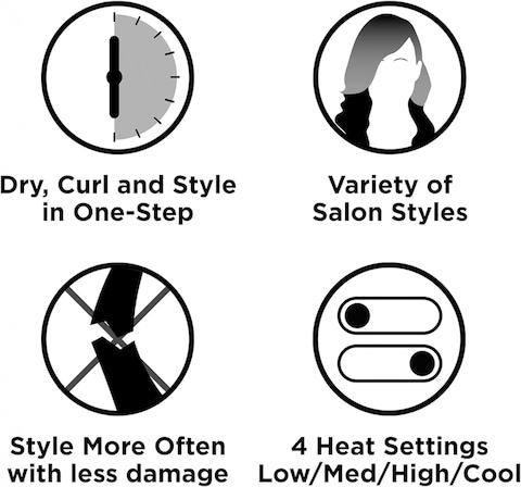 Revlon RVDR5333 One Step Blow-Dry Multi Styler - 3 in 1 Dry, Curl and Volumizer with 3 Attachments - Detachable Head, Curler, Dryer, Styler, 4 Settings - 360 Airflow curler