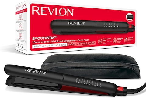 Revlon Smoothstay Coconut Oil Infused Hair Straightener 25mm Triple Coated Ceramic Plates Floating Plates With Rounded Edges Temperature up to 235