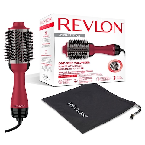 Revlon One Step Hair Dryer &amp; Volumizer, Titanium Edition, 2 heat setting plus cool setting, Ionic Technology, Tangle-Free Combination Bristles - RVDR 5279 ARB