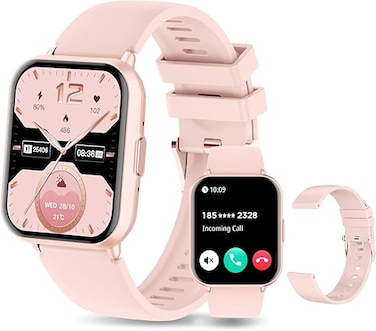 PEJE Smart Watches For Men,1.83" Display,Prayer Alerts,Arabic Support,Bluetooth Calls,1ATM Waterproof,Spo2/Hr/Sleep Tracking,123+ Sports Modes,7-Day Battery (280mah),Ios/Android.(Pink)