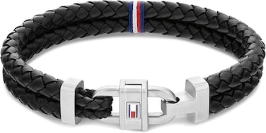 Tommy Hilfiger Men's Black Leather Bracelet - 2790361