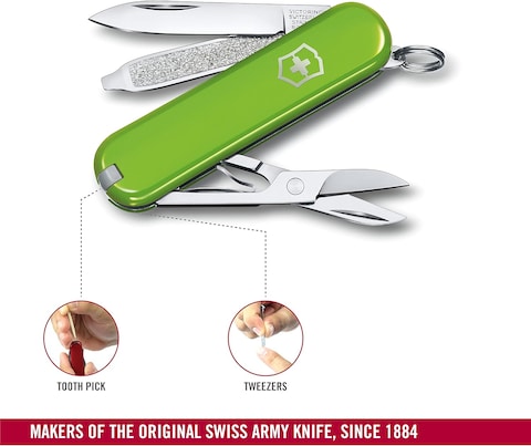 Victorinox Swiss Army Knife, Fresh. Stylish. Colorful Swiss Classics, 7 Function, Multi-Utility Tool With A Pair Of Scissors, Smashed Avocado, 58 mm, Green, M