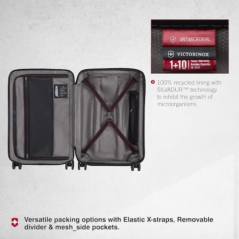 Victorinox Spectra 3.0 Small Suitcase, Hand Luggage, 55 X 40 X 20 cm, Sustainable Trolley With 4 Wheels, 39-47 Litres, Expandable