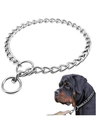 Dog Choke Collar Slip P Chain - Heavy Chain Dog Training Choke Collars - Adjustable Stainless Steel Chain Dog Collars Covered with Galvanic Plating (Silvery, 2.5mm*50cm)