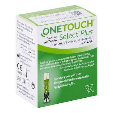 OneTouch Select Plus Blood Sugar Test Strips, Pack of 50s
