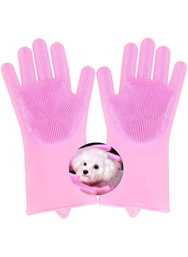 nobrand Pet Grooming Gloves Dog Cat Bathing Shampoo Brush,Advanced Silicone Hair Removal Gloves with high Density Teeth for Cats,Dogs