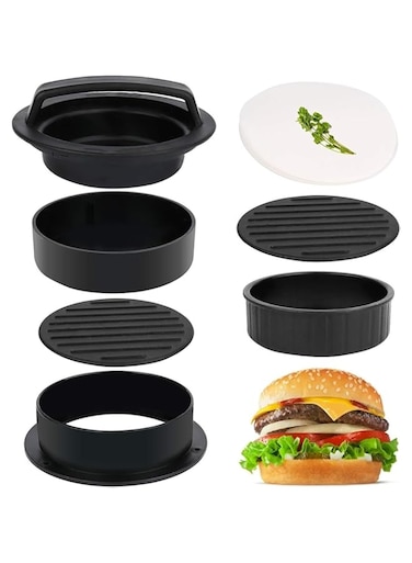 THE WHITE SHOP 3 in 1 Stuffed Burger Press Patty Maker Rings Molds Kit, Non Stick Stuffer Hamburger Press Patty Maker - Sausage Patty Press for Slider/Pattie/Grilling