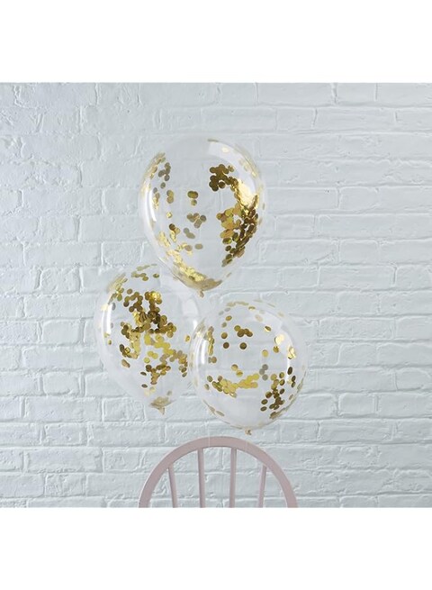 Ginger Ray 5 Pack 12&quot; Gold Confetti Balloons