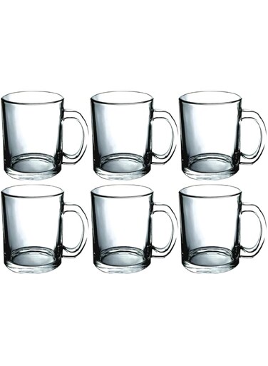 Royalford 8 Oz 3 Pcs Glass Mug with Handle - Large Coffee Mug, Durable, Safe &amp; Lightweight Material   Thick Wall Small Portable Mug   Ideal for Hot &amp; Cold Drinks with High Grip Handle   1 Year Warrant
