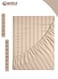 Cream Striped Microfiber Fitted Bedsheet with Deep Pocket for a Snug Fit, Breathable, Machine Washable for Optimal Protection, Available in King, Queen and Single Sizes, Without Pillow Cover