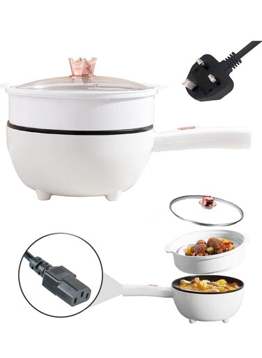 Hot Pot with Steamer &amp; Temperature Control 3L Non-Stick Electric Cooker Electric Skillet Frying Pan Electric Saucepan for Noodles Egg Steak Oatmeal and Soup