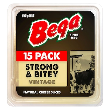 Bega Strong and Bitey Vintage Cheese Slice 15 Slices, 250g