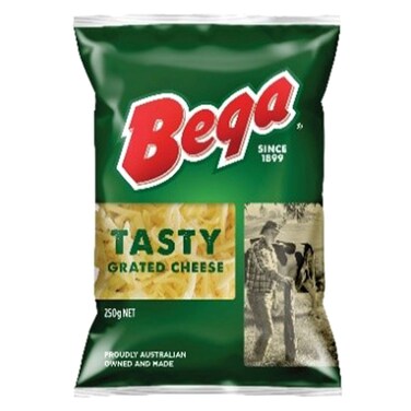 Bega Tasty Grated Cheddar Cheese, 250g