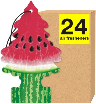 LITTLE TREES Car Air Freshener I Hanging Tree Provides Long Lasting Scent for Auto or Home I Watermelon, 6-Packs (4 Count)