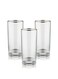 Set of 3 Silver Long Glass Double Old Fashioned Rocks Glass 380ML, Made In Turkey