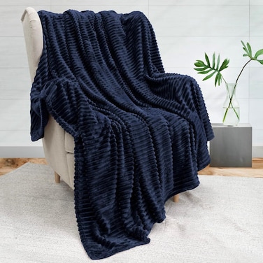 Striped Flannel Blanket Plush Throw Blanket Super Soft Flannel Blanket King Size(240x220) For Bed and Sofas Luxurious Warm and Comfortable