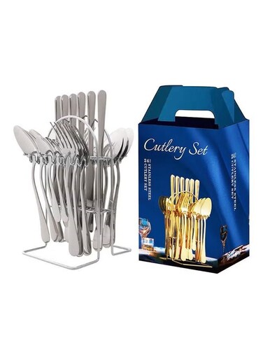 24-Piece Stainless Steel Cutlery Set Silver 22.8x2.2cm