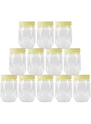 Alsaqer Plastic Spice Storage Pet Jar with Lid 12-Pieces Set, Sunpet 750 ml Capacity, Clear