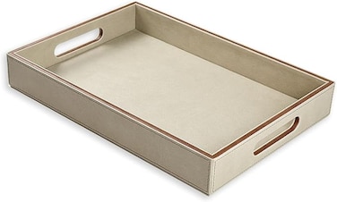 LEART Leather Serving Tray &ndash; Serving Tray with Handles   Home, Office, Restaurant   Appetizer, Food, Snack Serving Platter   Trays Serving Set (Camel)
