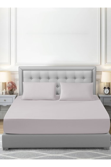 Bedding Fitted Sheet - Fits 200x200 Cm For Super King Bed - 3 Pcs (1 Fitted Sheet and 2 Pillowcases) - 35 Cm Deep Pocket - Solid Bed Sheet