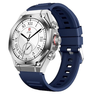 Swiss Military DOM 6 Smart Watch Silver Metal frame with Silicon Strap​ - Blue