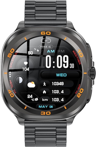 Swiss Military DOM7 Smartwatch 1.43" AMOLED, Bluetooth Calling, Multi Language, Health &amp; Sports Tracking, Wireless Charging, 7 Days Battery, IP67, iOS/Android Compatible, Gun Metal Frame &amp; Strap