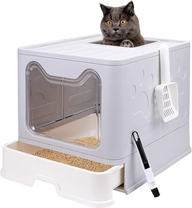 Cat Litter Box with Lid (Grey)