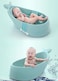 Baby Bath Tub with Bathmat Cushion, Whale Baby Bathtub with Drain Hole, Shower Basin with Non-Slip for Baby Boy Girl