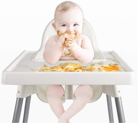 Washable Highchair for Babies &amp; Toddlers, Adjustable Baby Feeding Chair with Removable Tray, Portable &amp; Non-Tip Design, Compact &amp; Lightweight, Easy to Clean