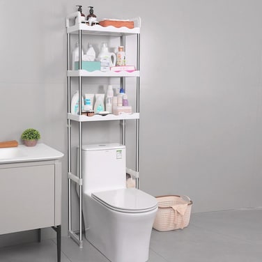 3-Tier Over-the-Toilet Rack, Stainless Steel Bathroom Shelf, 30kg Capacity Space-Saving Storage Organizer