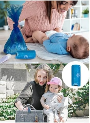 Odour Control Diaper Bag Refill Rolls, Disposable &amp; Safe &ndash; Pack of 8 - Multicolour