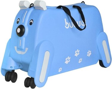 Children's Ride-On Suitcase with Wheels - Cute Cartoon Rolling Luggage for Kids, Travel &amp; Outdoor Fun(Blue)